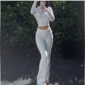 Chic White Knit Flare Pants